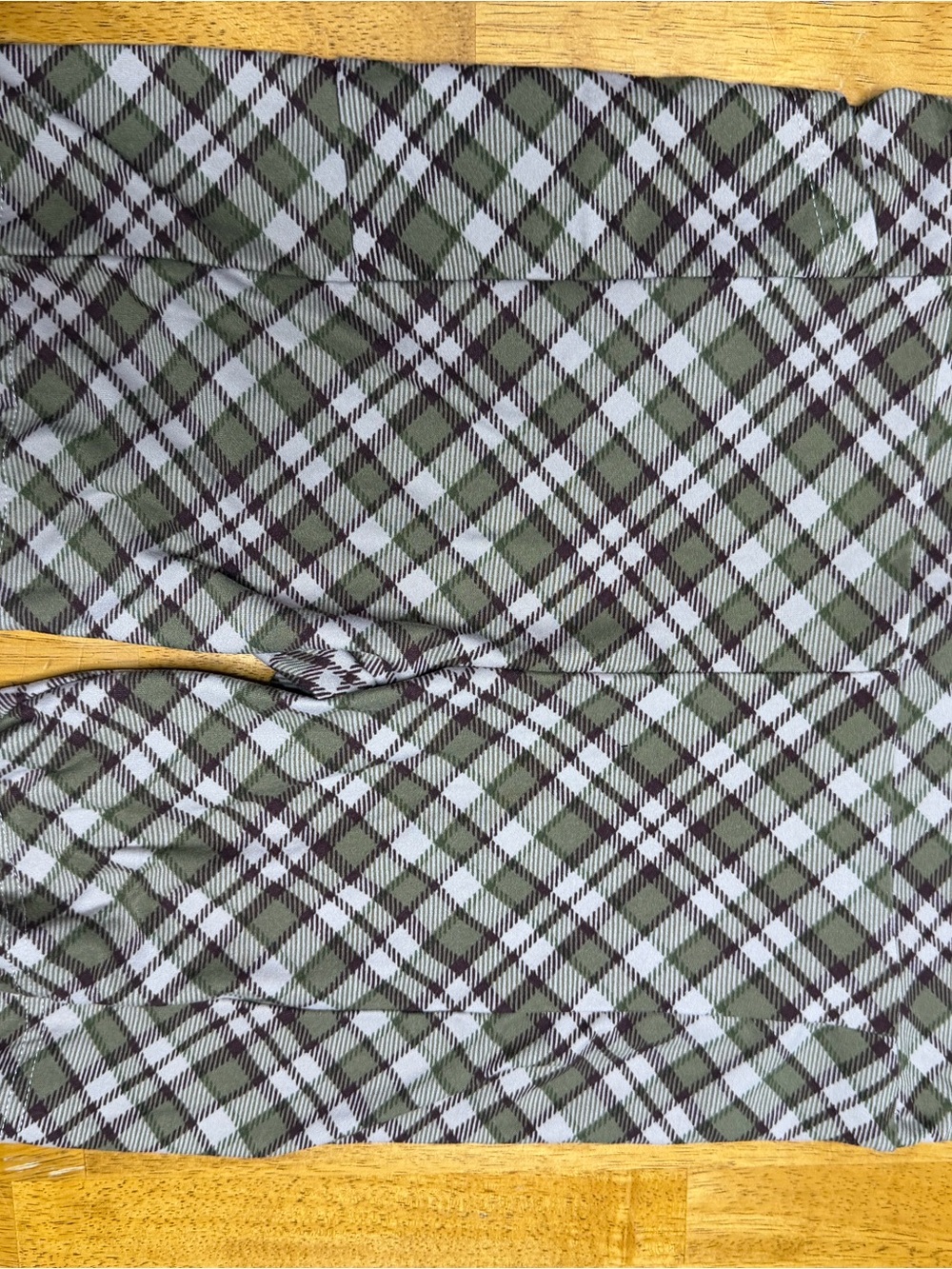 No Boundaries Olive Green and White Plaid athletic shorts